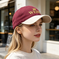 Casquette de baseball vintage sportive unisexe en tissu Oxford, douce, unie, à 6 panneaux, avec logo brodé personnalisé, bicolore, style Dad Hat