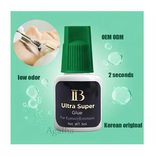 Originele Korea Private Label Wimper Extensions Lijm Ib Ultra Super Lijm 5Ml Ib Zwarte Kleefstof Voor Wimper Verlenging Lijm