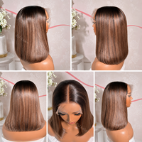 Peluca Bob HD Lace, Cabello Humano Virgen 100%, Color Borgoña, Frontal HD Lace, Cabello Natural Brasileño, Peluca Bob Corta Sin Pegamento