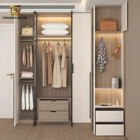Armoire d'angle moderne en L en bois massif, dressing pour appartement, hôtel, projet, mobilier de chambre personnalisé