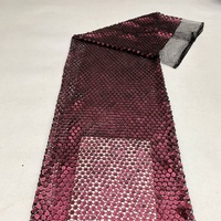 Tissu en dentelle extensible de luxe style TikTok Dubaï, faible MOQ, maille 12mm, noir, vert, coloré, brodé de sequins pour robe de mariée
