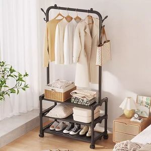 Porte-vêtements mobile sur pied, étagère de rangement pour vêtements, étagère à vêtements amovible pour la maison, porte-manteau en métal multifonctionnel - Product Image 3