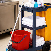 Chariot de nettoyage en plastique pour hôtel, centre commercial, chariot de ménage avec poignée pour supermarché, bureau, bâtiment, travaux d'assainissement