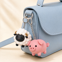 Porte-clés en PVC souple 3D personnalisé, motif mouton blanc réaliste, avec design personnalisé pour femme, cadeau de Noël