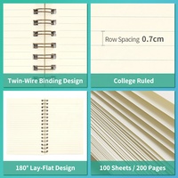 Carnet de notes personnalisé, mignon carnet de notes à spirale dorée avec couverture fleurie en ligne pour filles