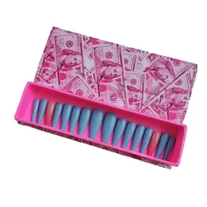 ピンクダラービューティーマネーマニキュア長方形カスタムロゴギフトネイルアート包装ボックス