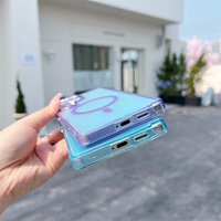 Coque de téléphone transparente à dégradé de couleur pour Samsung Galaxy S26 S25 Ultra S25 Edge S24 FE, compatible avec la charge sans fil, coque magnétique