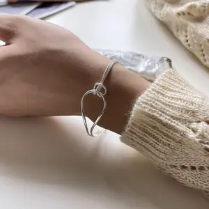 Vianrla 925 Sterling Zilver Dainty Knoop Armband Met Ketting Vriendschap Armband Voor Meisjes