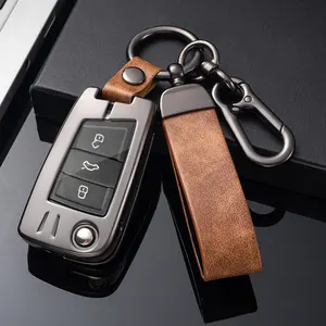 Custom car parts and accessories zinc alloy metal 3 button key chain shell for motorcycle Skoda superb smart key cover