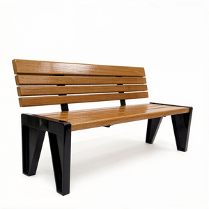 Banc de jardin moderne à pieds en <span class=keywords><strong>V</strong></span>, structure métallique, lattes en bois, pour l'aménagement paysager commercial et le développement <span class=keywords><strong>immobilier</strong></span> - Product Image 1