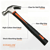 Marteau à griffes en acier au carbone, poignée en plastique robuste, fabrication chinoise, qualité DIY, taille personnalisée OEM, 8oz-16oz-24oz
