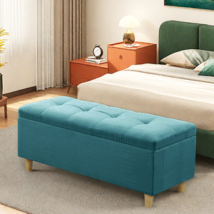 Banc de rangement pliable d'usine, meubles de salon en velours personnalisés avec panier pratique, repose-pieds, banc de rangement - Product Image 4