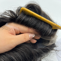 Prothèse capillaire pour homme Versalite en stock, prête à être expédiée, avec base en PU et dentelle suisse, ligne de cheveux invisible, cheveux humains Remy, vente en gros