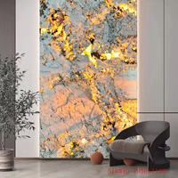 Dalles de quartzite bleu paon polies translucides de grande taille pour villas de luxe modernes, idéales pour les murs de fond Pandora et les salons.