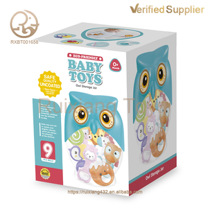 Ensemble de <span class=keywords><strong>9</strong></span> jouets sensoriels pour bébé sans BPA, jouets à mâcher et hochet doux pour l'éducation précoce avec boîte de rangement pour hibou, idée <span class=keywords><strong>cadeau</strong></span> pour la récréation des nouveau-nés - Product Image 6