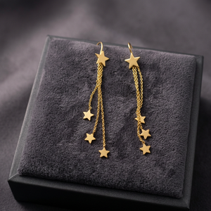 ต่างหูห้อยรูปดาวประดับทอง 18K ยี่ห้อ Ramavati Gems Classic สำหรับทุกเพศ ทำจากทองเหลือง พร้อมลวดลายรูปหัวใจ เหมาะสำหรับงานปาร์ตี้ สไตล์อินเดีย - Product Image 2