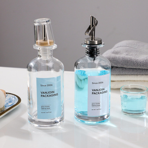 תוויות מותאמות אישית 300 מ "ל חדר אמבטיה זכוכית בקבוק מי פה סט עם זרבובית אוטומטית לפשוט ומגרגר - Product Image 2