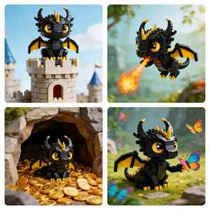 <span class=keywords><strong>Set</strong></span> di Blocchi da Costruzione Creativi e Trendy, Compatibili con <span class=keywords><strong>LEGO</strong></span>, Drago Nero, Giocattolo Educativo Popolare per l'Ingrosso Transfrontaliero - Product Image 3