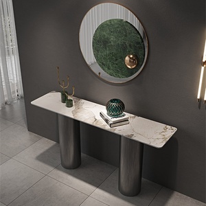 Tavolo Console in Acciaio Minimalista Italiano, Tavolino Laterale di Lusso dal Design Contemporaneo e Stretto - Product Image 4
