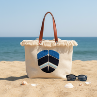 Sac fourre-tout décontracté unisexe en toile beige avec doublure en polyester, grand sac de plage souple et spacieux