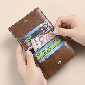 Wholesale Accept Custom Logo Vintage Short <b>Men</b> Card Holders Purse <b>Mens</b> <b>Wallet</b> <b>RFID</b> Genuine Leather Engraved Slim Bifold <b>Wallet</b> - Product Image 1
