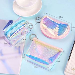 Porte-monnaie carré étanche en TPU laser pour filles, motif écailles de poisson coloré, petit sac à monnaie tendance - Product Image 3
