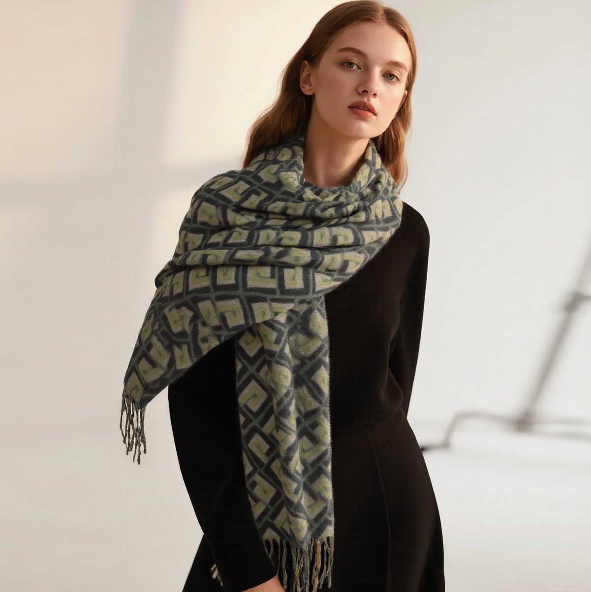 Winter Woolen Scarf For Women's Head Winter Head Scarf Luxury