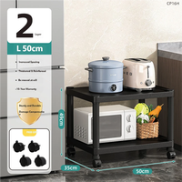 Étagères de rangement pliables en plastique durables avec roulettes pour appareils de cuisine et stockage alimentaire