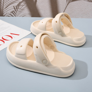 Tongs d'été pour femmes à semelle épaisse en EVA antidérapantes à bout rond pour l'extérieur Beige Blanc Rose Noir Gris - Product Image 1