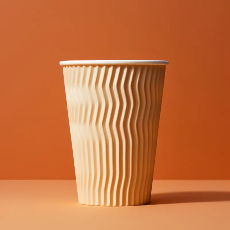 Ripple-taza de papel corrugado con tapa negra para bebidas calientes, paquete de bebidas de café