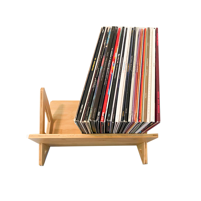 Bamboo Vinyl Record Holder 80-100 LP Record Stand,Record Storage, Modern Design Organizer for Magazine, Book, Files, Albums