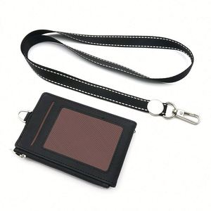 Étui portefeuille multi-fentes en cuir PU personnalisé avec porte-cartes d'identité pliable et porte-badges rétractables avec cordons en polyester - Product Image 2