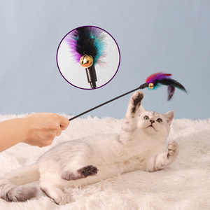 PVC Exercise <b>Toy</b> Colorful Bell Feather Teasing Stick <b>Cat</b> Interactive <b>Toy</b> Bite Resistant Interactive <b>Cat</b> <b>Toy</b> Self Elevating - Product Image 1