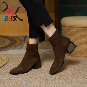 Botines Retro Esmerilados para Mujer, Novedad 2025 - Tacón Grueso de 4.5cm, Cremallera Trasera, Versátiles para Oficina y Uso Diario - Product Image 1
