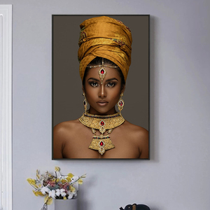 Afrikanische schwarze Frau Mode Kunst Poster und Drucke National Style Frauen Leinwand Gemälde Bilder - Product Image 1