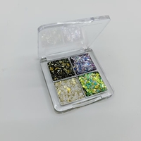 Palette de paillettes scintillantes écologiques 4 couleurs, grandes paillettes épaisses pour le maquillage du visage et du corps, idéale pour les festivals et les raves