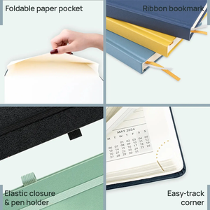 Planificateur budgétaire quotidien A5 2026 espagnol planificateurs et revues de calendrier à couverture rigide couvertures en cuir Pu logo personnalisé Cahier Fundas - Product Image 3