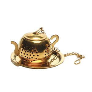 Théière ronde en titane de couleur or en forme de feuille ample, passoire pour thé, café, vin, infuseur à thé - Product Image 1