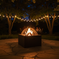 Table de foyer carrée moderne avec barbecue intégré, portable pour jardin, cour et fêtes – Robuste et facile à utiliser