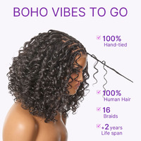 Perruques bouclées profondes pré-coupées en dentelle style bohème, cheveux humains, avec closure 5x5 en dentelle et dessus tressé, cheveux indiens bruts, sans colle, pour femmes