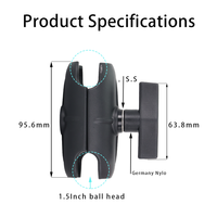 Base de montage à double bras avec rotule de 1,5 pouce, support rotatif à 360 degrés en plastique pour téléphone et ordinateur