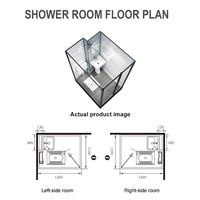 Cabine de douche modulaire tout-en-un certifiée CE YEETE, avec porte coulissante en verre trempé, aluminium aviation et PVC souple.