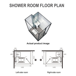Cabina <span class=keywords><strong>Doccia</strong></span> Prefabbricata YEETE Certificata CE, Unità Modulare Tutto-in-Uno con Porta Scorrevole in Vetro Temperato, Alluminio Aeronautico e PVC Morbido - Product Image 3
