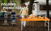 Table pliante portable pour l'extérieur, table à manger pliante en plastique moulé par soufflage et fer