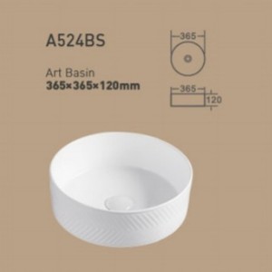 Lavabo Redondo para Encimera A524A 405x405mm, Lavabo Artístico de Cerámica Blanca sin Orificios para Baño - Product Image 3
