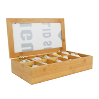 Boîte de rangement de sachet de thé en bambou personnalisé à Six compartiments, haute qualité écologique avec couvercle transparent