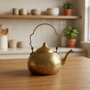 Vintage Brass Teapot With <b>Lid</b> Metal Handle Water <b>Pot</b> Kettle - Product Image 3