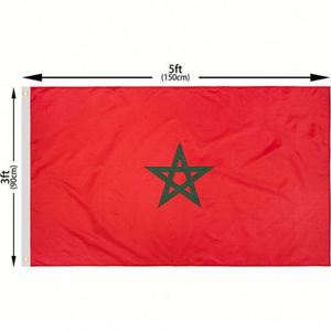 Bandera Nacional de Marruecos de Poliéster de 3x5 Pies, Impresión Digital Personalizada, Doble Costura, Resistente, para Exteriores, en Oferta - Product Image 2