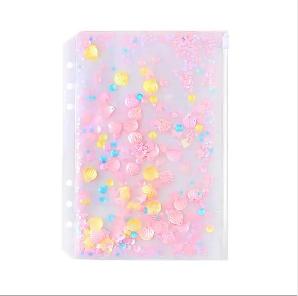 A6グリッタースパンコールPVCルーズリーフファイルバッグジッパー付き