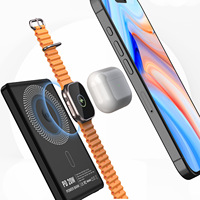 Chargeur rapide magnétique ultra-fin en alliage d'aluminium 5000mAh Li-Polymère 2-en-1, charge sans fil Type-C 22.5W, écran LED